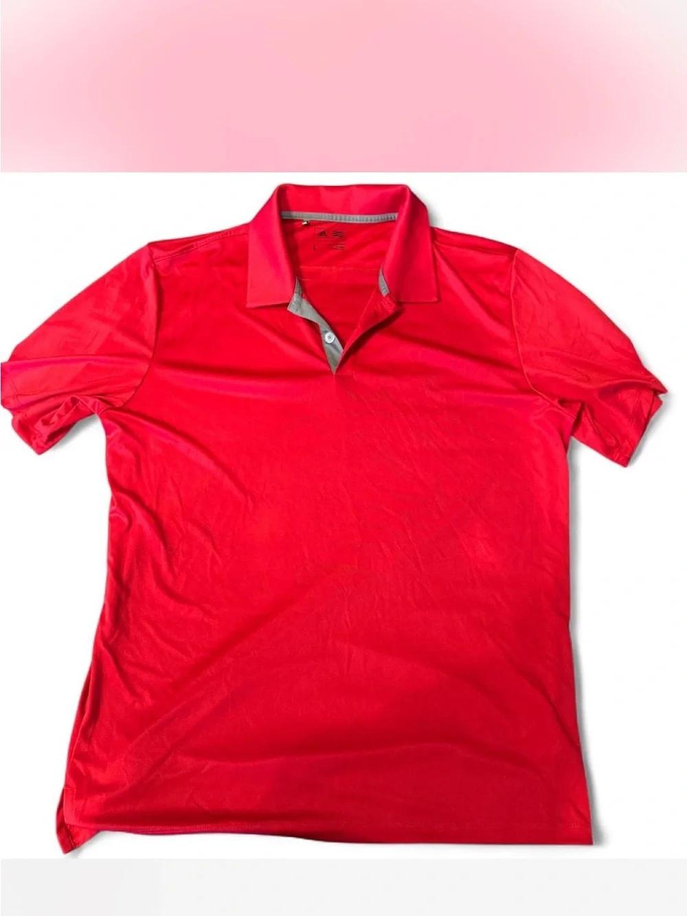 adidas Red Men's Sport Polo with Contrast Placket